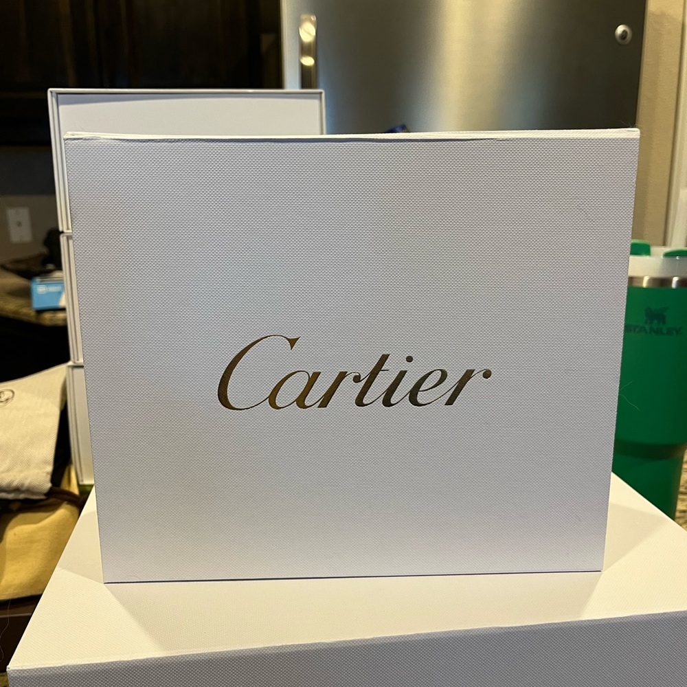 Cartier White and Gold Magnetic Logo Boxes. 4 total all sold separately